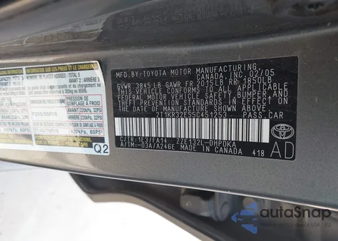 2005 Toyota Matrix from USA, damaged, VIN 2T1KR32E55C451253